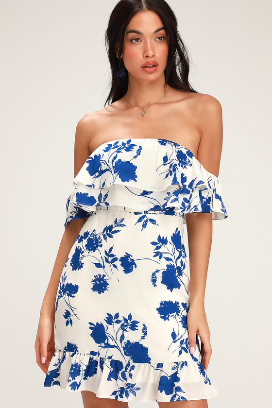Embossed Off Shoulder White Dress